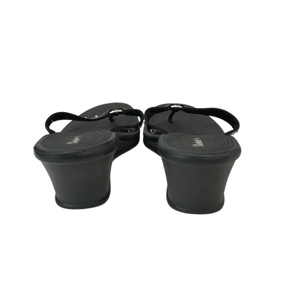 Skechers Cali Sandals Womens Black 9 Thong Shoe Flip Flop Studs Wedge Dressy - Picture 2 of 6